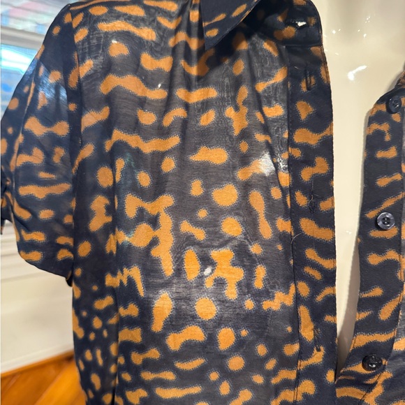 Stylish Blue Brown Women's Dress Size 6 with Silver Belt Very Lightweight - Picture 3 of 8